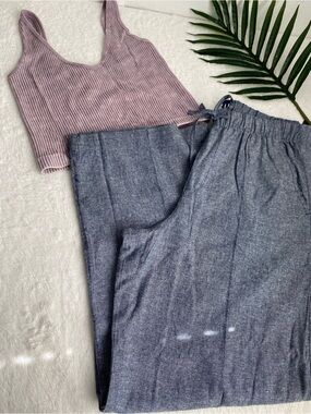 GAP Navy Heathered Drawstring Pants